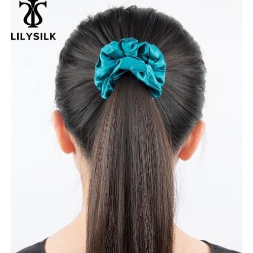 LilySilk 100% Pure Silk Scrunchy Charmeuse Hair Bands Women Head Rope Rubber Girl Accessories Soft Care Luxurious Free Shipping