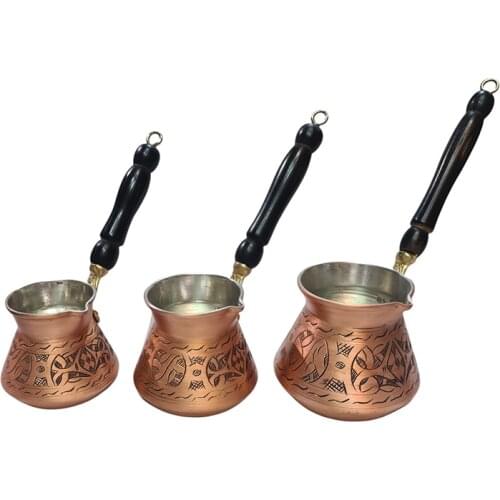 Turkish Traditional Design Copper Handmade Engraved With Handle With Inlays Coffee Pot Ottoman Arabic Coffee Espresso Pots