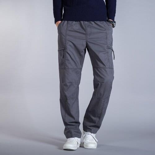 Mens Pure Cotton Loose Casual Long Pants New Style Black Straight Elastic Waist Male Comfortable Trousers Large Size 4XL 5XL 6XL