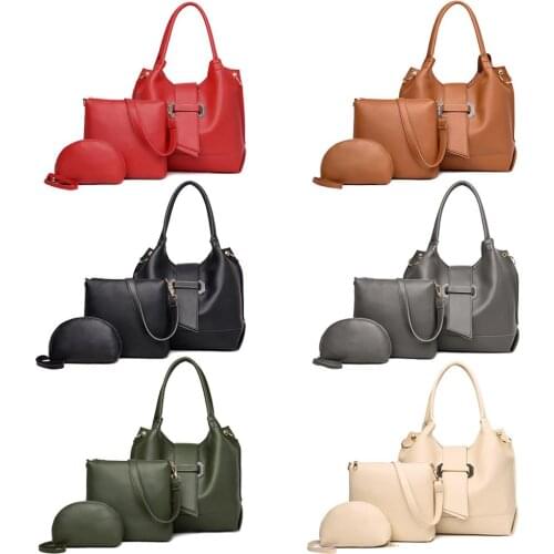 Durable Cosmetic Bags Delicate Design 3pcs/set Fashion PU Leather Women Shoulder Crossbody Bag Large Clutch Handbags