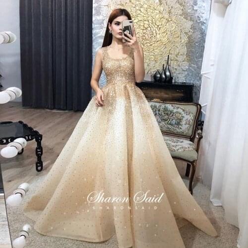 Luxury Gold Crystal Dubai Evening Dresses Ball Gown Arabic Burgundy Long Formal Party Dress Wedding Women Quinceanera Prom Gowns