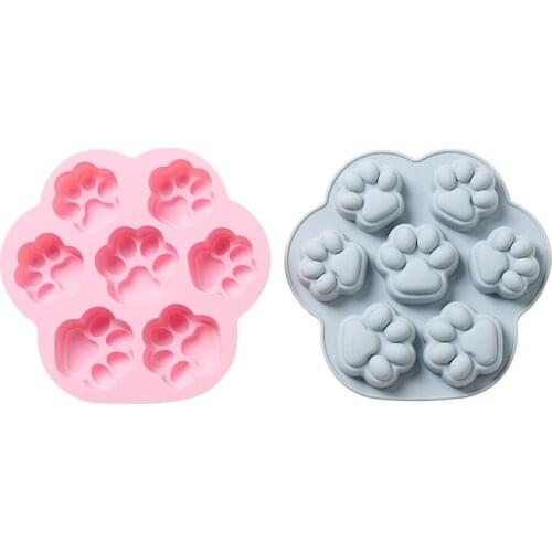 DIY Lovely Handmade Soap Making Tools Cat Feet Pattern Cake Chocolate Silicone Mould Non-toxic Soap Mold 7 Cavities Handcrafted