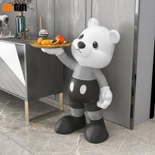 Nordic Home Decor Panda Resin Figurine Statue Ornaments Sculpture Living Room Large Landing Home Storage Organization Decoration