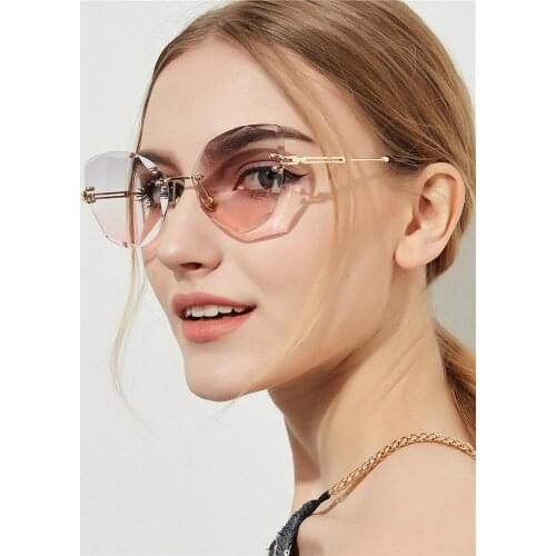 Sexy Cat Eye Sunglasses Women Rimless Vintage Sun Glasses Female Lady Candy Color 2020 Eyewear Triangle Shades UV400