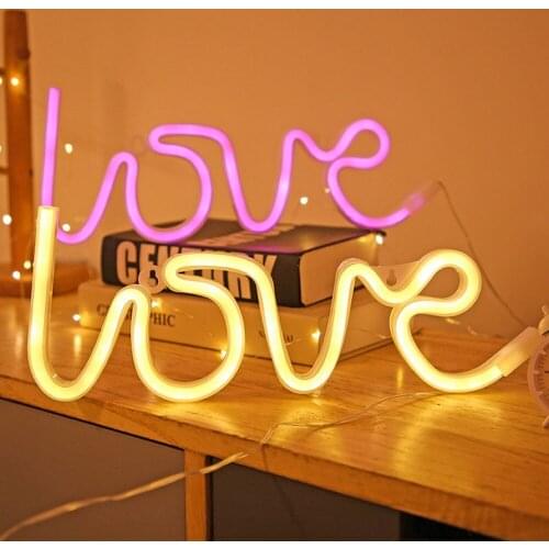 Home Led Neon Sign Pink Light Love Neon Sign Bedroom Party Bar Wedding Decoration Neon Top Xmas Gift Valentines Day Night Lamps
