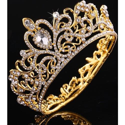 KMVEXO Full Round Crystal Rhinestone Wedding Tiaras Bridal Hair Accessories Kids Crown for Cake Topper Festival Party Prom Gift