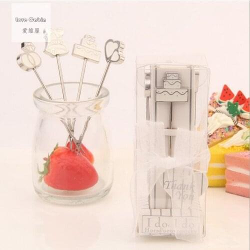 Fairy Tale stainless steel fruit fork 80pcs=20box=20set Wedding Favor Creative wedding gift Gift Box Each 4pcs = 1box