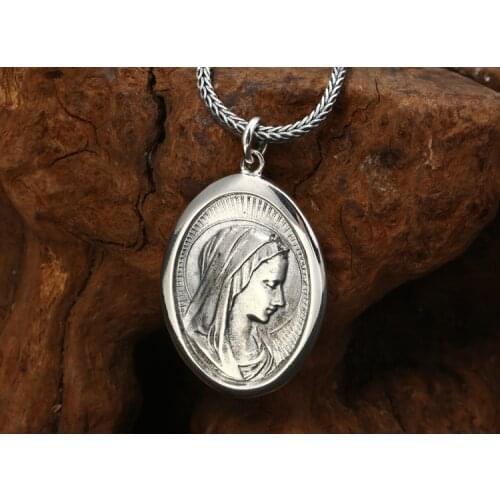 925 Sterling Silver Virgin Mary Pendant Charm jewelry men women gift A5661
