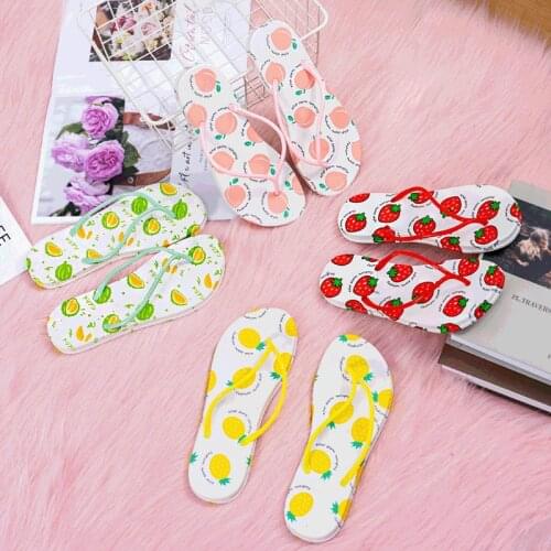 2021 Fruit Pattern New Fashion Woman Slippers Non-slip Indoor And Outdoor Flip Flops Summer Fresh Beach Couple Flip-flops