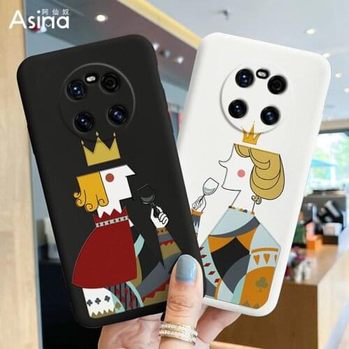 ASINA Liquid Silicone Case For Huawei Mate 40 30 Pro Lite Cute King Queen Cover Bumper For Huawei Mate 20 10 Cartoon Couple Capa