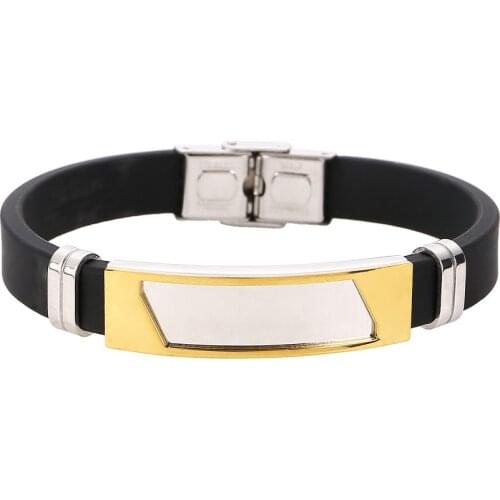 ORCHYO Gold/Silver Color Stainless Steel Silicone Cuff Bracelet USA/RUSSIAN/BRAZIL Mens Black Bangles Best Gifts Wholesale