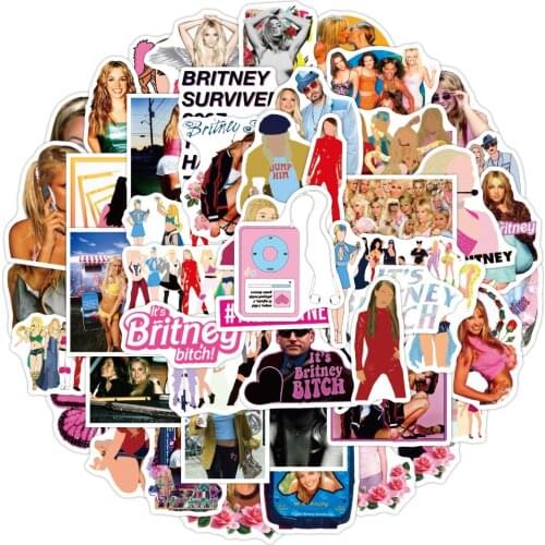 10/50pcs Singer Britney-Spears Stickers For Notebook Motorcycle Skateboard Computer Mobile phone Cartoon toy Suitcase