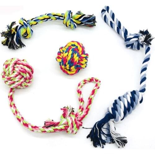 4pcs Dog Toys Set Puppy Chew Toys Durable Cotton Rope Knot Molar Bite Ball Pet Training Toys For Small Medium Dog Clean Teeth