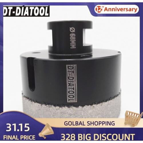 DT-DIATOOL 1pc M14 Dia 68mm Dry Vacuum Brazed Diamond Drilling Core Bit Ceramic Tile Hole Saw Granite Marble Stone Drill Bit