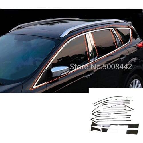 Car Styling Stainless Steel Glass Window Garnish Pillar Column Trim Hood Panel For Ford Kuga Escape 2017 2018 2019 2020