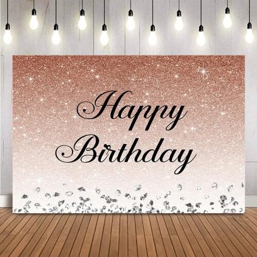 Glitter Birthday Party Decoration Background Diamonds Happy Birthday Backdrop Girls Sweet 16 18th 21th Birthday Party Banner