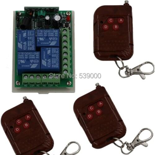 DC 12V 315/433MHZ 4 CH 4CH RF Wireless Remote on-off remote Control Switch Limiter 3pcs Transmitter + 1pcs Receiver