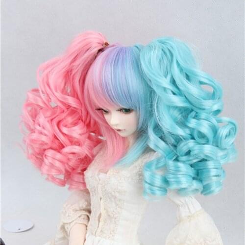 1/3 1/4 1/6 BJD SD baby wig gradual change double ponytail curly hair doll wig Doll accessories