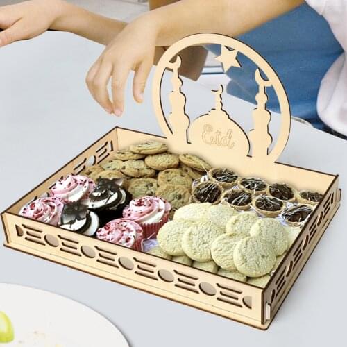 Eid Mubarak Decoration Wooden Ramadan Decoration Kareem Food Tray Islamic Muslim Gifts 2021 Aid Mubarak Gifts