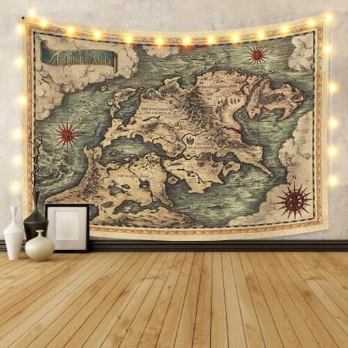 Map Exotic Wall Mounted Tapestry Dormitory Family Bedroom Living Photography Decorative Tapestry