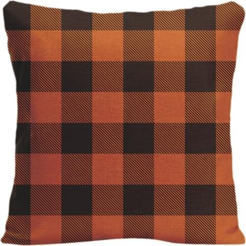 Cotton Linen Orange And Green Lattice Throw Pillow Case Decorative Pillowcase Customize Gift By Lvsure