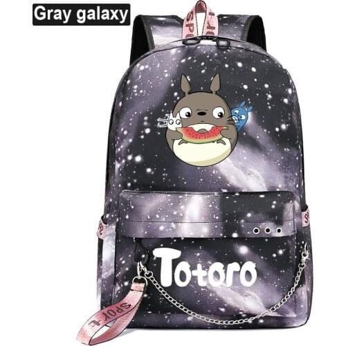 New Anime Totoro Prints Boys Girls Kids School Book Bags Women Laptop USB Chain Backpack Canvas Men Bagpack Packsack Bookbag