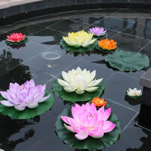 Artificial Lotus Flower Realistic Water Lily Pads for Pond Aquarium Pool Garden