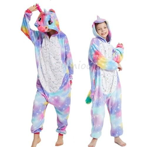 Girls Unicorn Kigurumi Licorne Pajamas For Kids Winter Flannel Onesie Pajamas Children Dinosaur Sleepwear Boys Panda Jumpsuit