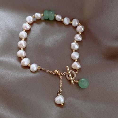 Classic Fashion Natural Stone Pearl Pendant Bracelet For Woman Exquisite New Lucky Cuff Bracelet Anniversary Gift Luxury Jewelry