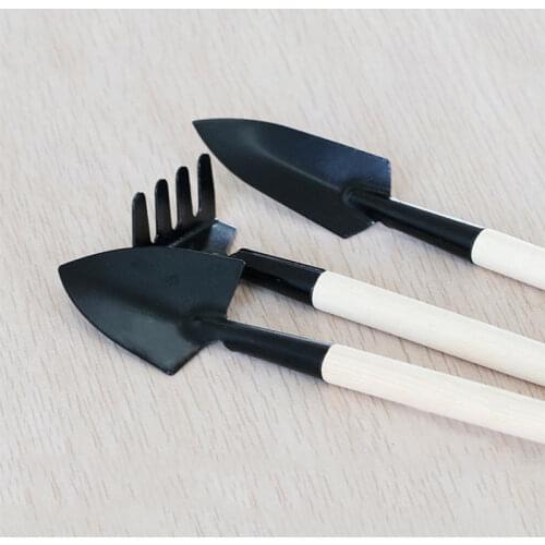 3pcs Mini Garden Plant Tool Set With Wooden Handle Gardening Shovel Rake Tools Kits SCIE999