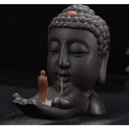 Backflow Incense Burner Creative Home Decor Ceramic Buddha Incense Holder Buddhist Censer Zen Meditation Satan Table Z277