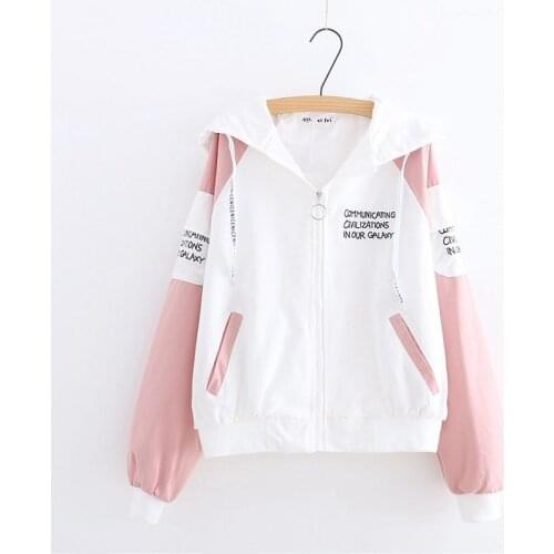 Womens Jackets 2020 Autumn Hooded Causal Windbreaker Famale Basic Coats Loose Zipper Famale Outwears Lightweight Plus Size P619