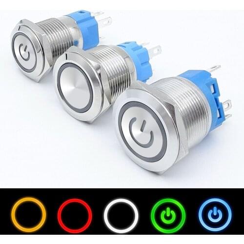 Metal Push Button Switch 12v PC on off Power Start Stop for Car Light Momentary without Fixation NO NC 3V 5V 220v 12 16 19 22 mm