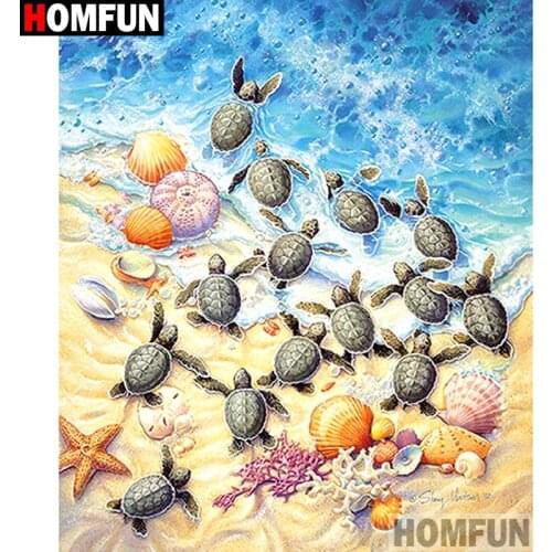 HOMFUN Full Square/Round Drill 5D DIY Diamond Painting "Turtle" Embroidery Cross Stitch 5D Home Decor Gift A09008