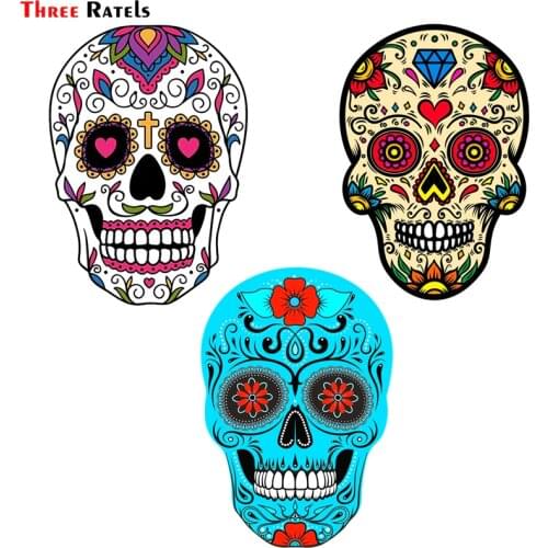 Three Ratels FC160 Mexican Sugar Skull Sticker Graffiti Skeleton Ghost Motorcycle Sticker Laptop Skateboard Helmet Decal