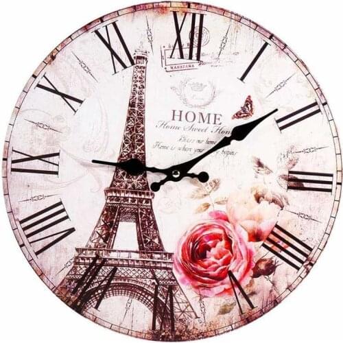 Wall clock antique round vintage clock battery operated kitchen bedroom for office living room