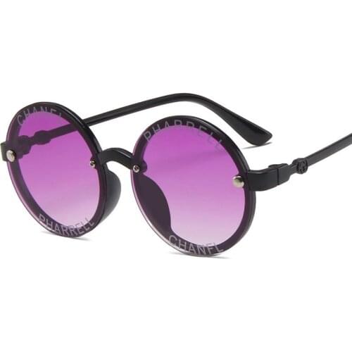 2020 new Childrens sunglasses kids Boys and girls fashion Purple round plastic outdoor sun glasses Retro glasses uv400