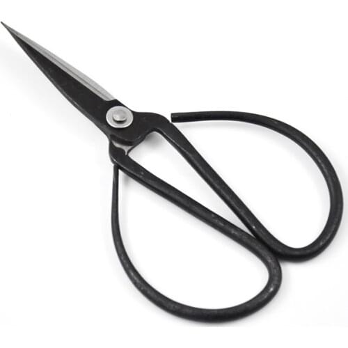 Full Carbon Steel Household Bonsai Scissors 148mm Traditional Vintage Black Coated Trimming Scissor Silver Rivet