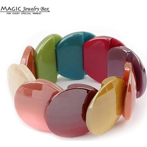 Original Womens Bohemian Resin Bubble Bangles Bracelets For Women Bijuterias Elastic Strand Bracelet Female Jewelry Bijoux Gift