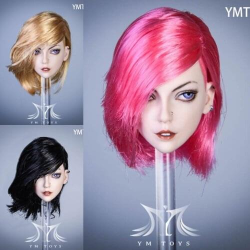1/ 6 YMT032 Squint Hair Transplant Female Head Sculpt Short hair Suitable for TBL PH Female Body