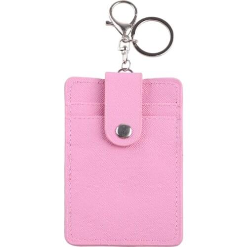 Portable ID Card Holder Bus Cards Cover Case Office Work Keychain Keyring Tool