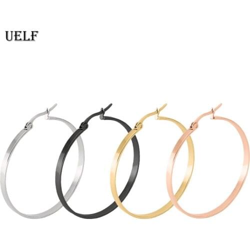 Uelf Fashion Gold Silver Color Round Creole Earrings Super Big Circle Hoop Earrings for Women Party Statement Jewelry