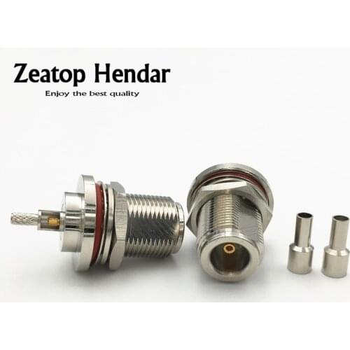 100Pcs Brass N Type Female Plug Nut Bulkhead Waterproof Window Crimp for RG316 RG174 RG178 LMR100 RF Coaxial Cable Connector