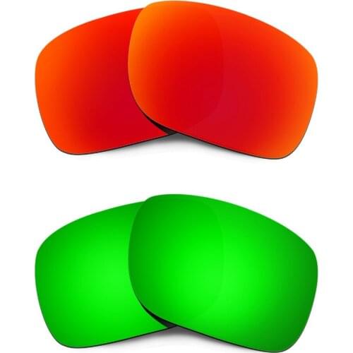 HKUCO For Holbrook Sunglasses Replacement Polarized Lenses Red/Emerald Green 2 Pairs