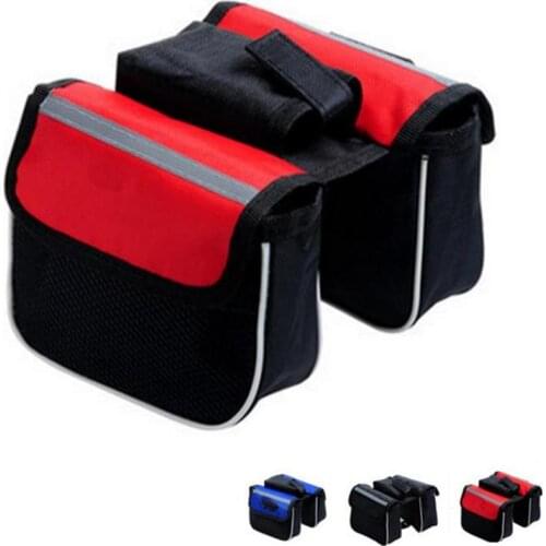 Leo Bike Front Frame Top Tube Double Bags Cycling Bike Bicycle Bag Mountain Road MTB Pannier Phone Bag
