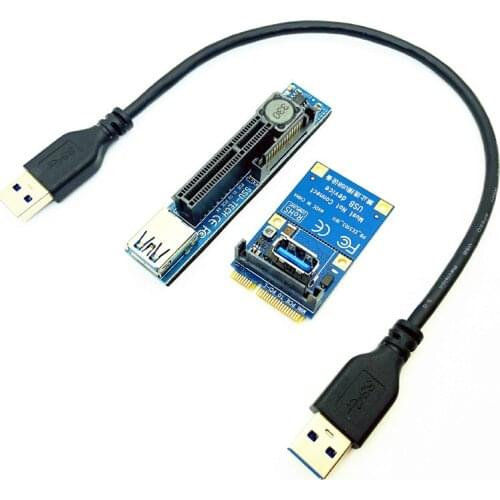 PC Graphics Cards PCI Express Connector Cable Riser Card Mini PCI-E to PCI-E 4X + USB Cable Extension Port Adapter PCIE Extender