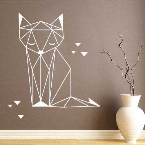 Geometric Animal Cartoon Fox Origami Cat Wall Sticker Nursery Kids Wall Decal Bedroom Vinyl Home Decor CX294