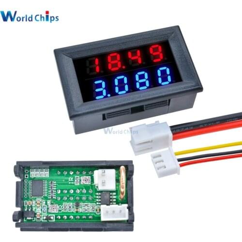0.28 Inch Red Blue LED Dual Display 4 Bit 5 Wires DC 200V 10A Voltage Current Meter Power Supply Digital DC Voltmeter Ammeter