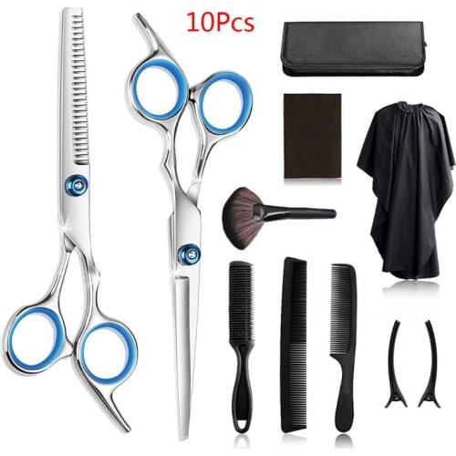 10pcs Hair Scissor 6 Inch Barber Hairdressing Cutting Professional Shear Stainless Steel Thinning Scissor Barbershop Sal