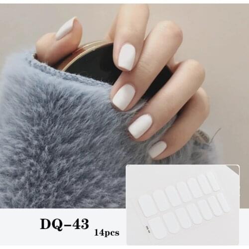 14Tips Nail Art Stickers Full Coverage Transparent Embellishment and Solid Color Nail Stickers Self-adhesive Decal Nail Stickers